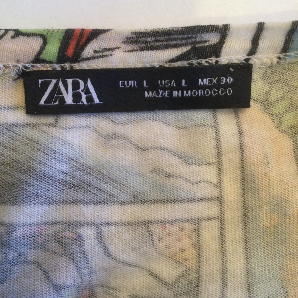 Zara Colorful Comic Print T-Shirt Size Large - Picture 4 of 7